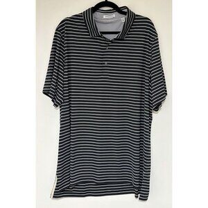 Ashworth Golf Men's Black And White Striped Polo Shirt NWOT Size XXL